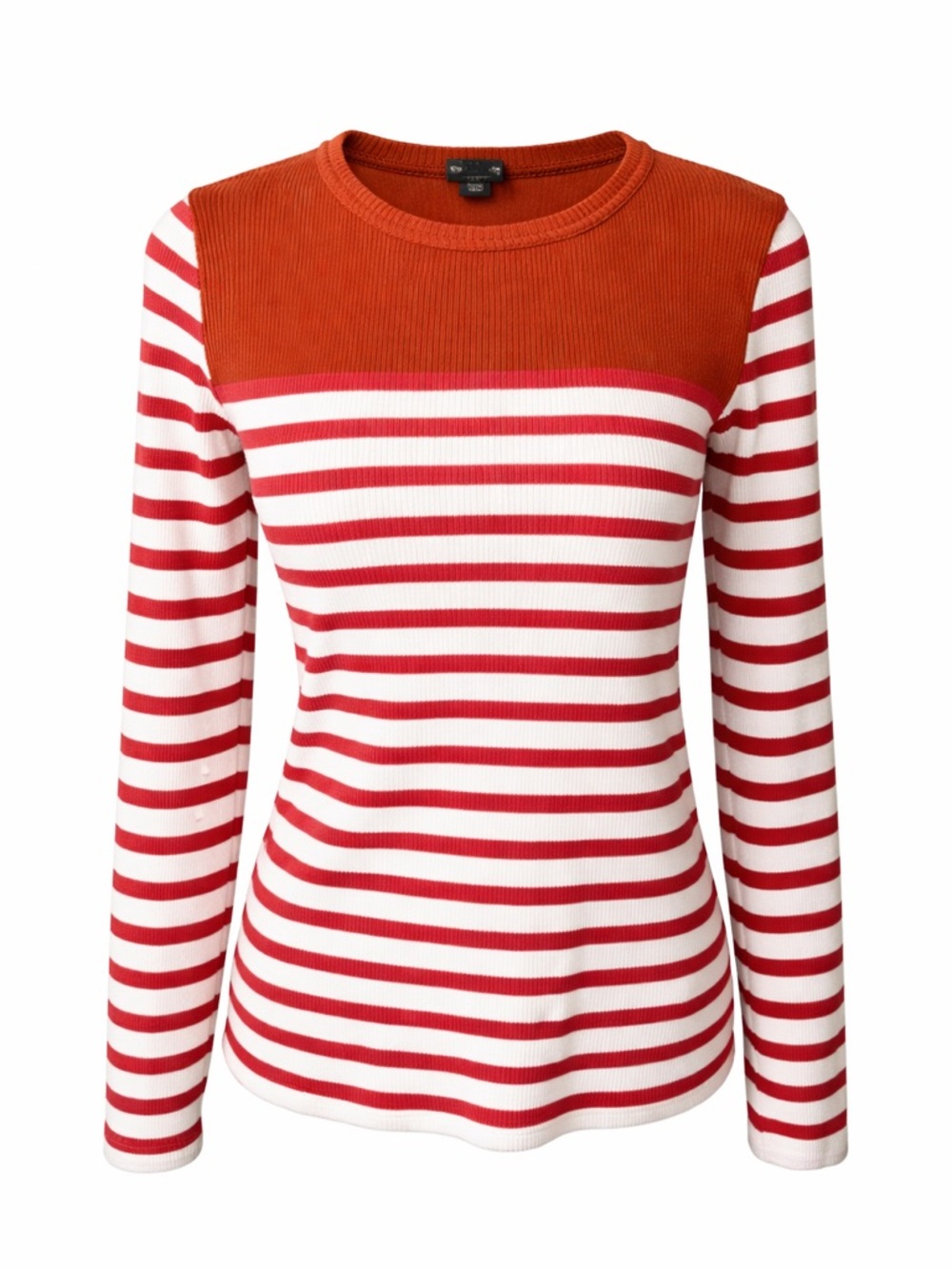 J.Crew Stripe Rib Knit Top Red White Colorblock Preppy Coastal Chic-Small